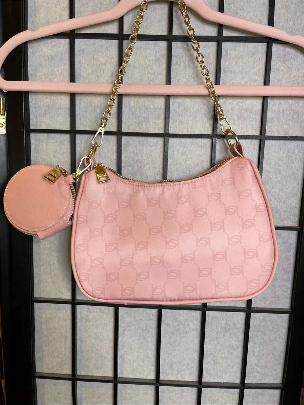 bebe  Blush Pink Chain-Handle Shoulder Bag with Coin Pouch